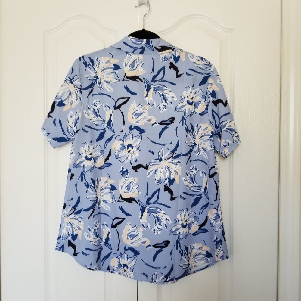 NWT! Womens Short Sleeve Floral Hawaiian Print Button-Down Shirt Top Blouse - Picture 10 of 12